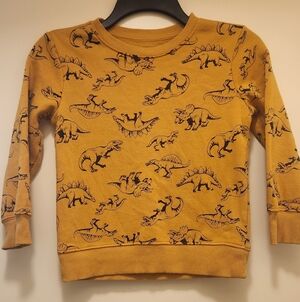 Maximus Rex Dinosaur Print Kids Sweatshirt - Mustard